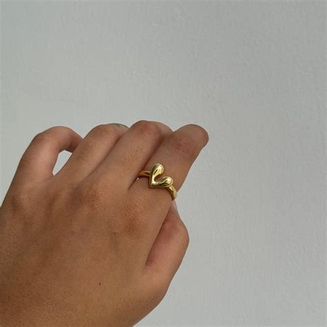K-pop heart Adjustable Ring Golden – Rama India