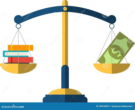 Money and Book Balance on the Scale. Education Concept Stock Vector ...