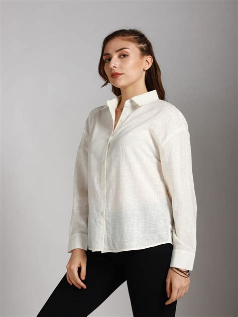 Classic Boxy Mandarin Collar Long Sleeves Cotton Casual Shirt – HighStar