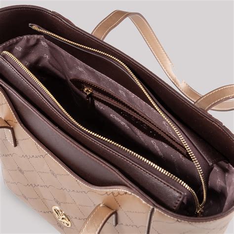 Gold Monogram Pocket Detailed Tote Bag | Ipekevi