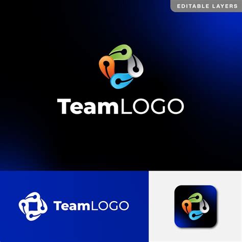 Modern teamwork logo design colorful interlinked people icon for ...