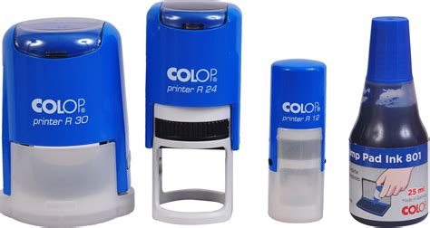 Combo Of Colop Printer R 12, BLUE BODY, BLUE PAD WITH STAMP+ R 24, BLUE ...