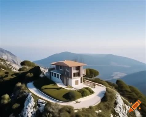 Beautiful house on mountain with scenic view on Craiyon