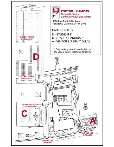 Parking at the Foothill Campus - PCC's Noncredit Division - Pasadena ...