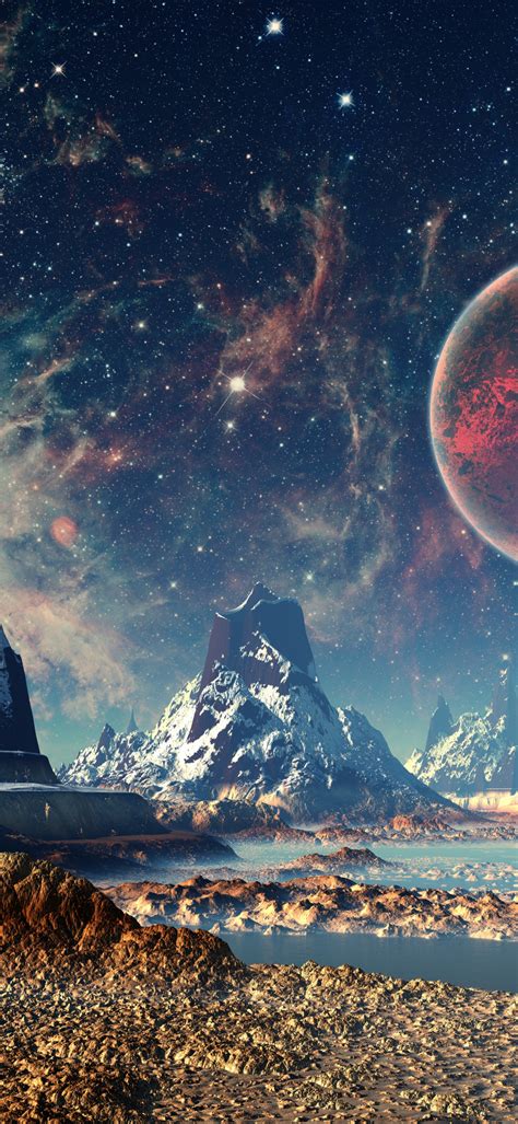Download wallpaper mountains, night, planet, stars, dreamworld, section ...