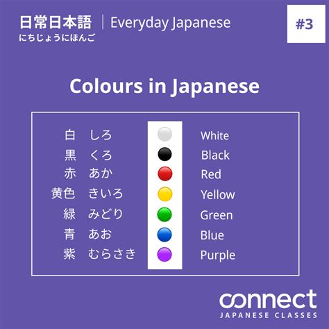 Colors in Japanese - Connect Japanese Classes - Nagoya