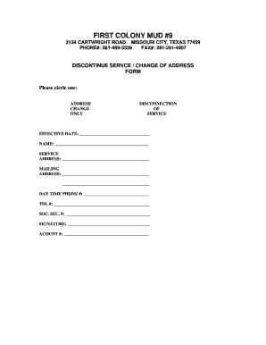 Fillable Online quailvalleyud Discontinue Service/Change Address Form ...