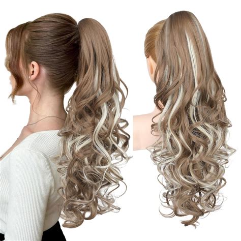 Amazon.com : REECHO Ponytail Extension, 24" Claw Clip in Long Curly ...