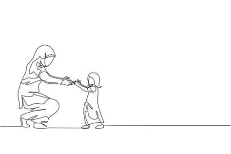 One single line drawing of young father hugging his son before go to ...