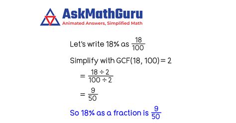What is 18 percentage as fraction | Percent to Simplest Form Explained