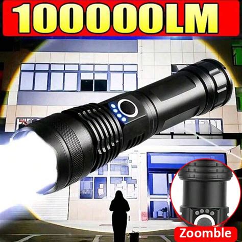 High Power LED Flashlights Type-C Rechargeable Ultra Bright Torch Built ...