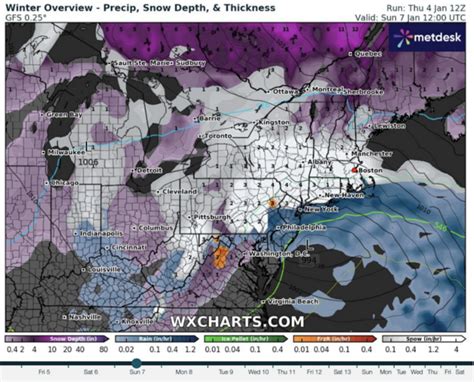 Where snow could be measured in inches — or feet — in the East this weekend