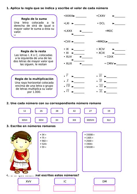 Números romanos - dsdsdsdsd - Aplica la regla que se indica y escribe ...
