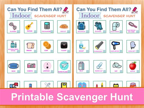 Fun Indoor Scavenger Hunt Printable Games! - Printables for Everyone