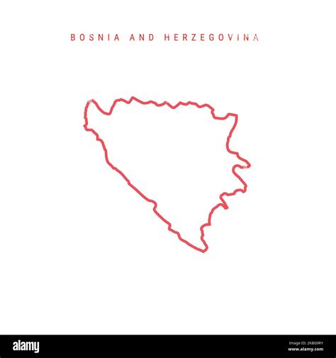 Bosnia and Herzegovina outline map. Bosnian red border. Country name ...