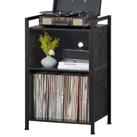 YAHARBO Turntable Stand, Record Player Stand, 3-Shelf Black Vinyl ...