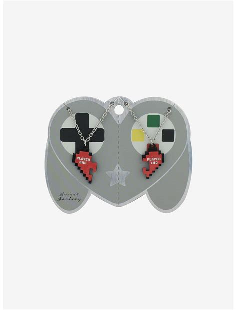 Sweet Society Player 1 & 2 8-Bit Heart Best Friend Necklace Set | Hot Topic