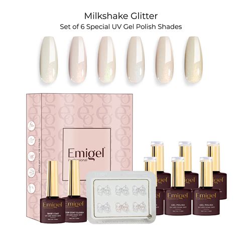 Emigel - Set of 6- Milkshake Glitter UV Gel Polish – Emigel ...
