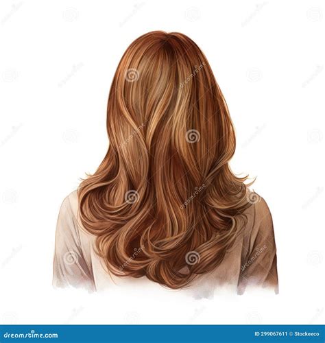 Realistic Impression of a Girl with Long Brown Hair Stock Illustration ...