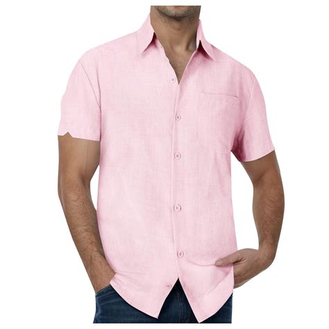 JUMESGU Men's Short Sleeve Dress Shirts Stretch Casual Button Down ...