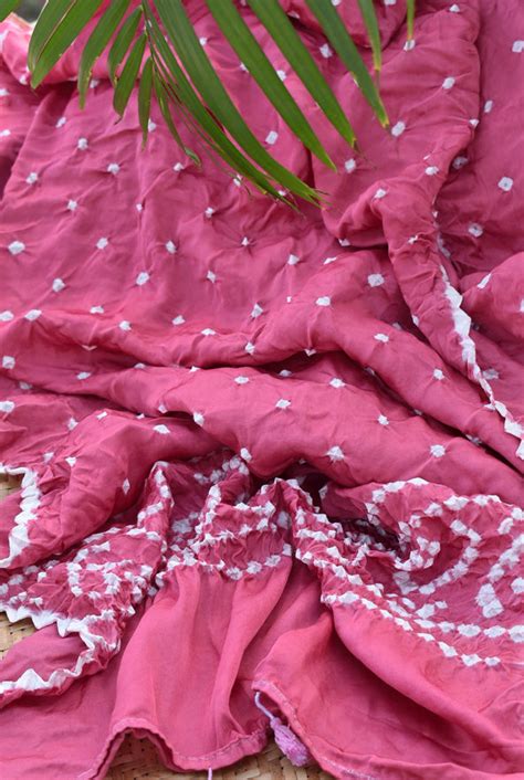 Beautiful Handcrafted Bandhani Modal Silk Stole with tassels ...