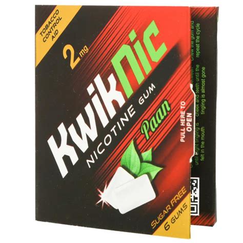 Kwiknic Nicotine 2 mg Paan Flavour, 6 Chewing Gum Price, Uses, Side ...