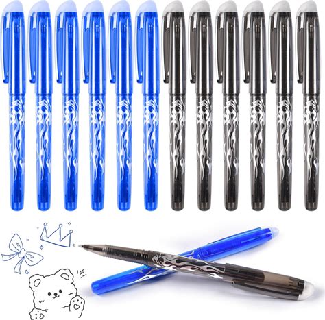 12PCS Erasable Gel Pens,Erasable Rollerball Pen,Erasable Pens 6 Black+6 ...