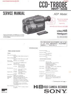 Sony CCD-TR808E Service Manual PDF Free Download