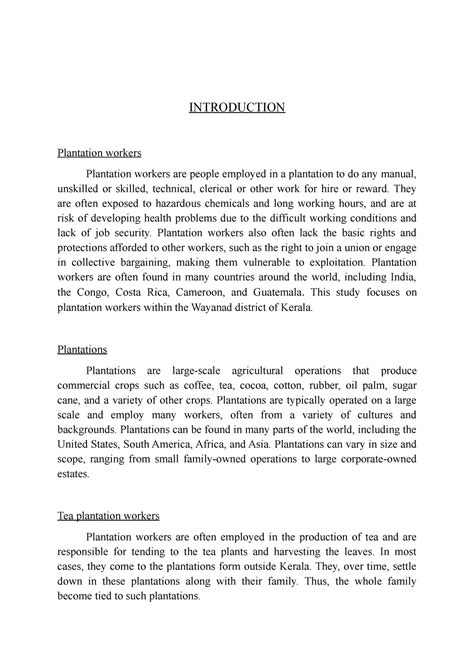Koch Raj Intro - Detailed note - INTRODUCTION Plantation workers ...