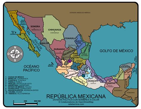 Mapa República Mexicana con nombres y división política para imprimir ...
