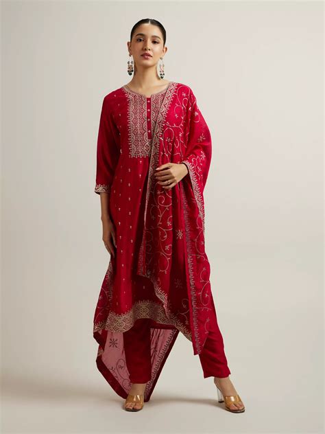 Buy Royal Maroon Buta Patterned Straight Suit Online in India @Mohey ...