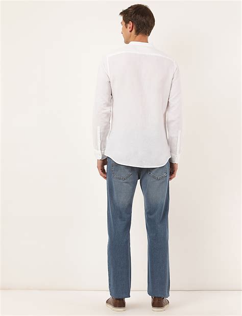 Buy Linen Mix Plain Mandarin Collar Shirt at Marks & Spencer