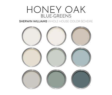 Honey oak blue greens sherwin williams paint palette paint colors for ...