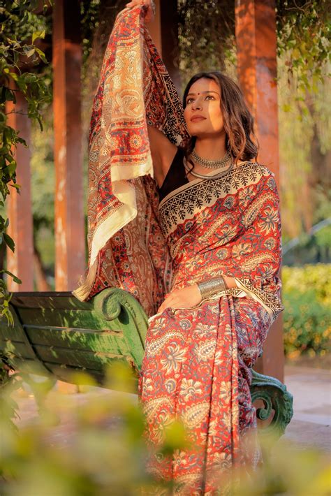 Bagru Jaal Gadh print pure cotton block print saree – Jaipur Tex
