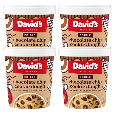 Amazon.com: David’s Cookies Chocolate Chip Edible Cookie Dough – 4 Tubs ...