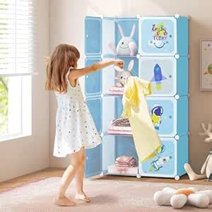 EXVITO 8 Door Kids Plastic Wardrobe for Clothes, Foldable Plastic ...