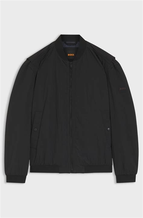 BOSS - Water-repellent bomber jacket in soft-touch fabric - Black