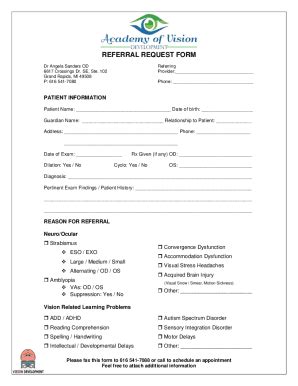 Fillable Online this Referral Form - Academy Of Vision Development Fax ...