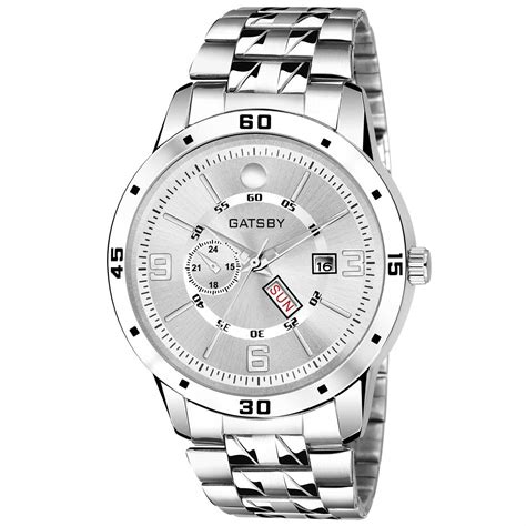 Gatsby Analog Silver Dial Men's Watch | Splash Proof Quartz Movement ...