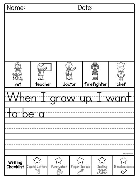 Writing Worksheet 1st Grade Kindergarten And First Grade Writing