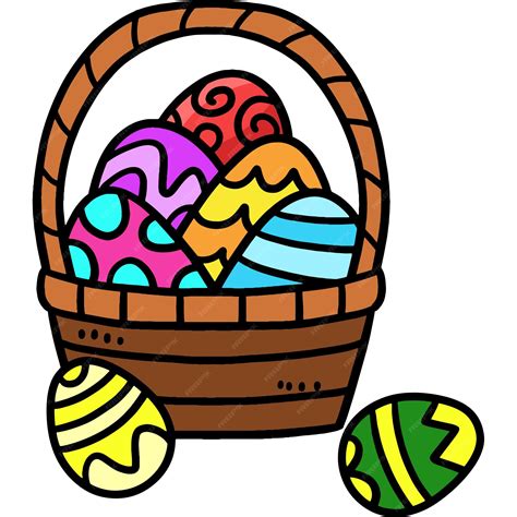Osterei-Korb Cartoon farbige Clipart | Premium Vektor