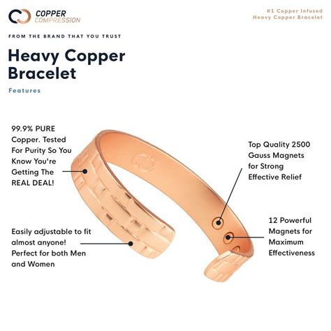 Copper Bracelet for Arthritis Pain - Heavy Duty One Size Fits All & Copper Compression