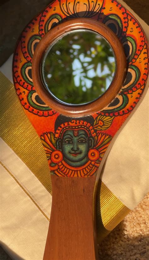 MIRAL INDIA HANDHELD LORD KRISHNA KERALA MURAL VAALKANNADI MIRROR