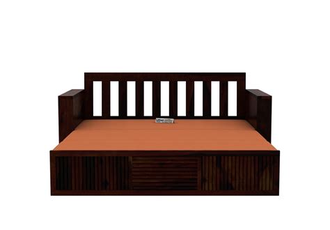Aura Sofa Cum Bed ( Walnut Finish )