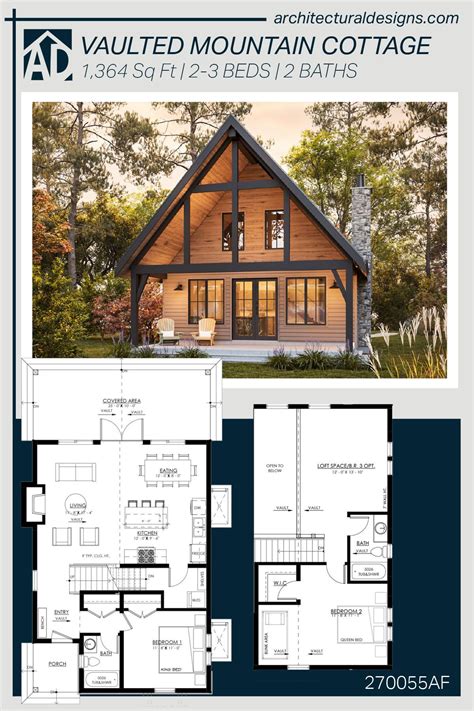 Plan 270055AF: Mountain Cottage with Two-Story Great Room and Loft ...