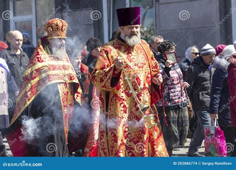 A Russian Orthodox Priest with a Smoking Censer during an Easter Procession Editorial Stock ...