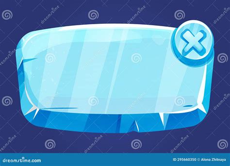 Ice Button, Frozen Frame, Level Menu In Cartoon Style Isolated On White Background. Glass Shiny ...