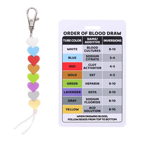 Order of Blood Draw Beads with Reference Card, Order of Blood Draw Vertical Badge Card Badge ...