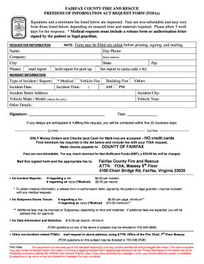 Fairfax County Fire and Rescue FOIA Request Form - Blank Fillable ...