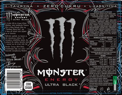 12 x Monster Energy Ultra Black 500ml napój energetyczny Zero cukru ...